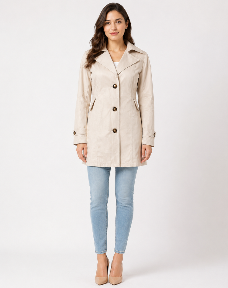 Trench corto donna con collo a revers