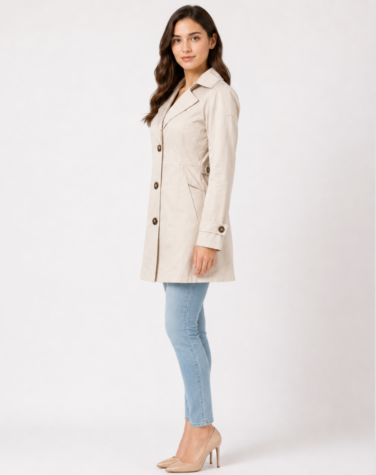 Trench corto donna con collo a revers
