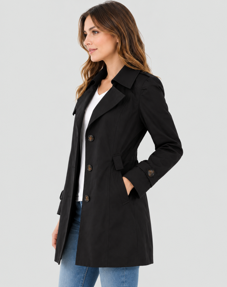 Trench corto donna con collo a revers