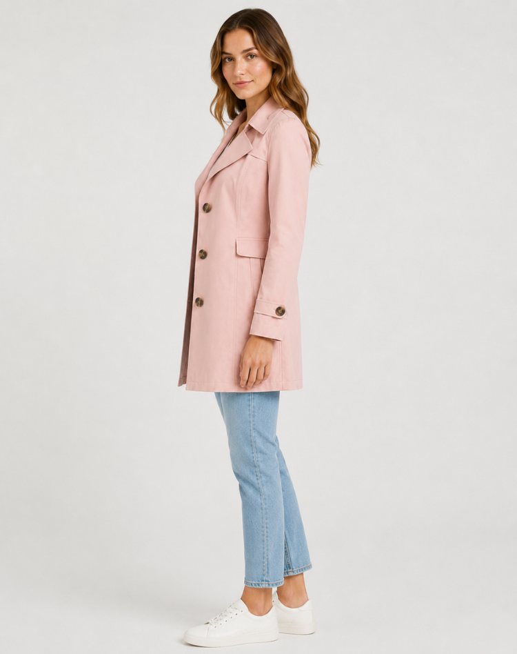 Trench corto donna con collo a revers