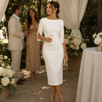 Abito midi donna con maniche in perle