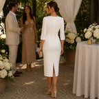 Abito midi donna con maniche in perle