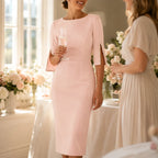 Abito midi donna con maniche in perle