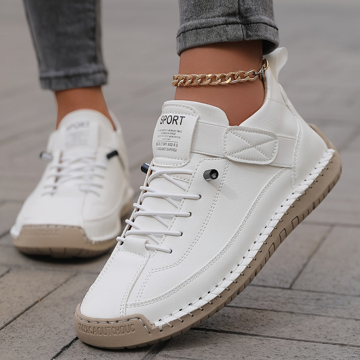 Sneaker da donna in pelle senza lacci