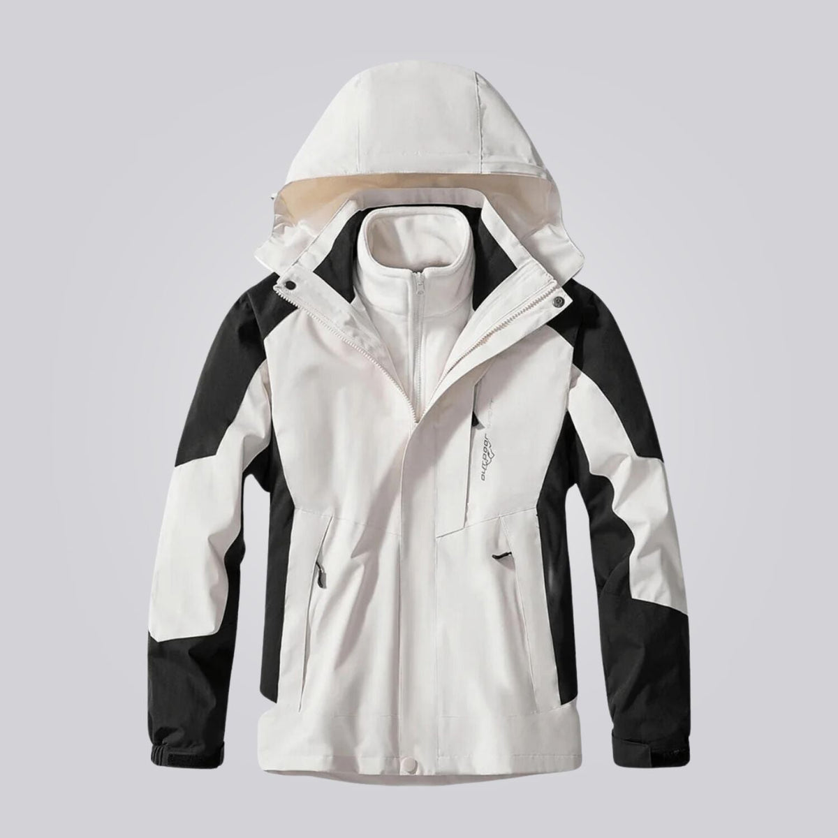 Giacca 3 in 1 da donna impermeabile con cappuccio