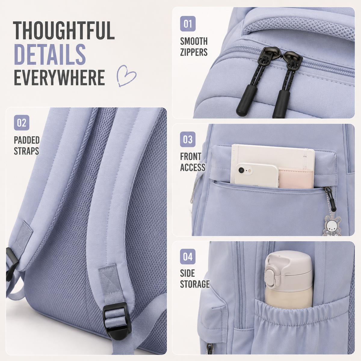 Zaino donna con porta PC e tasca frontale