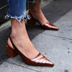 Valeria | Décolleté Slingback Donna a Punta con Tacco Basso