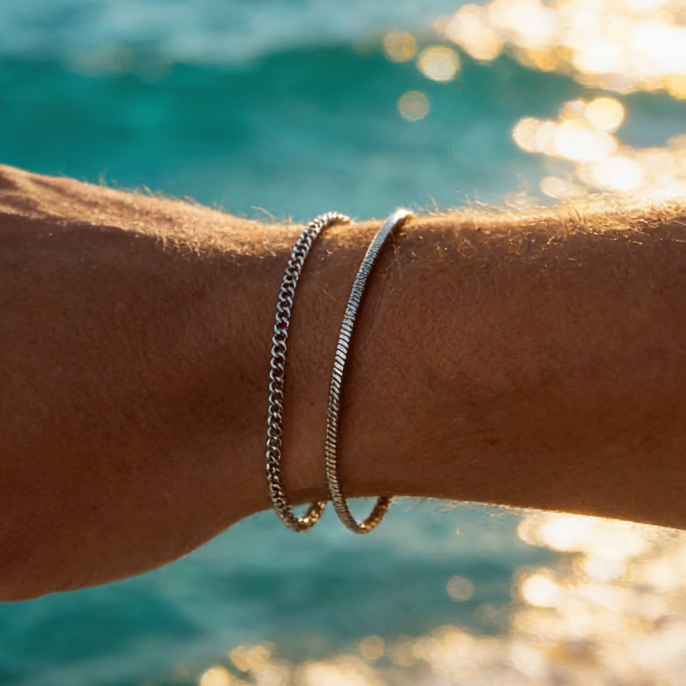 Bracciale uomo set 2 pezzi regolabile