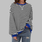 Felpa donna oversize a righe con bordi a contrasto