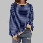 Felpa donna oversize a righe con bordi a contrasto
