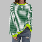 Felpa donna oversize a righe con bordi a contrasto