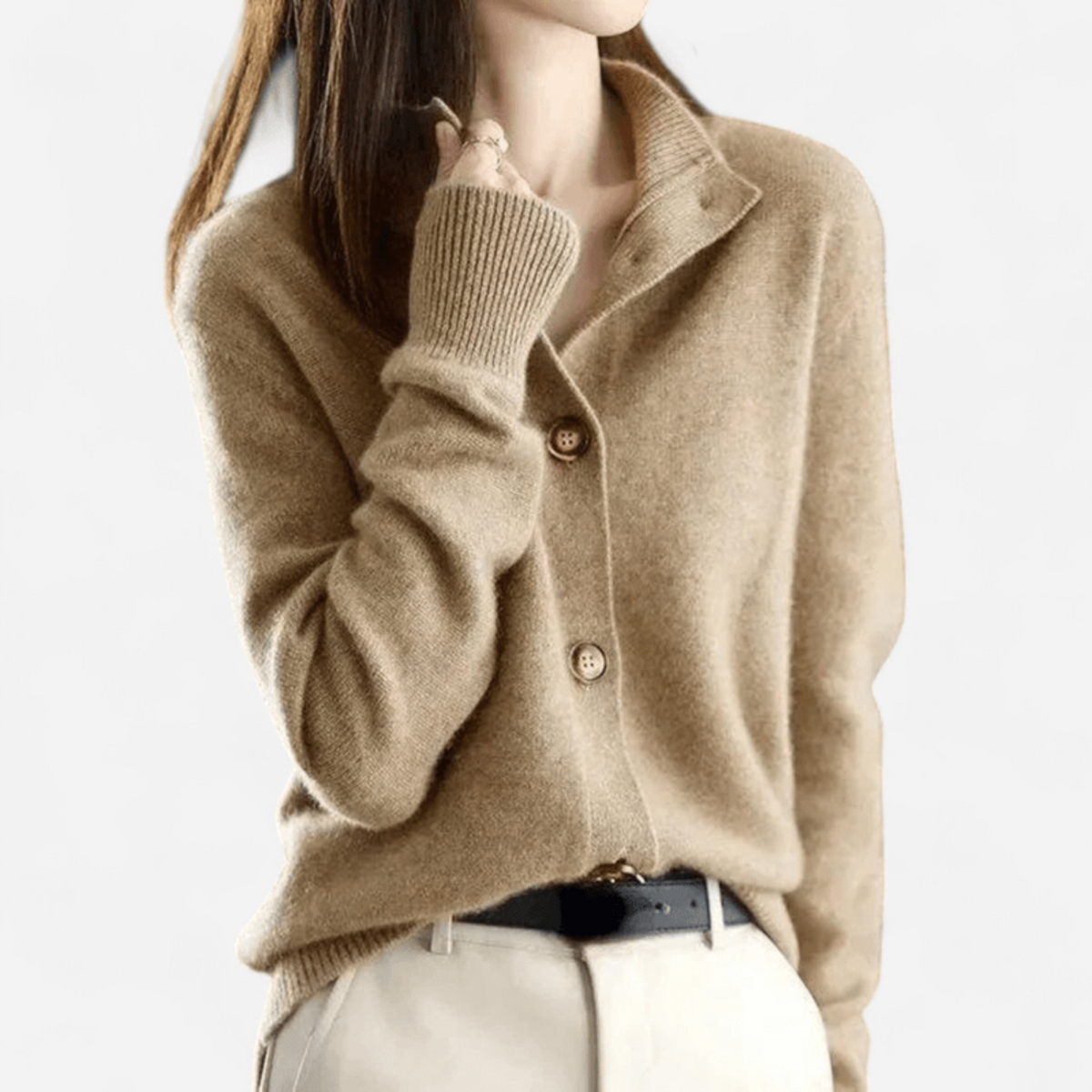 Cardigan donna con scollo a V e bottoni