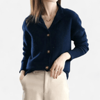 Cardigan donna con scollo a V e bottoni