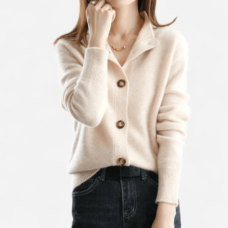 Cardigan donna con scollo a V e bottoni