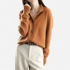 Cardigan donna con scollo a V e bottoni