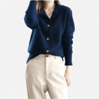 Cardigan donna con scollo a V e bottoni