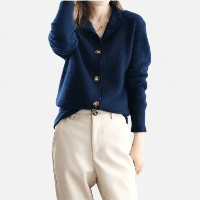 Cardigan donna con scollo a V e bottoni