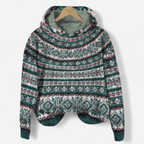 Felpa donna oversize con cappuccio e stampa etnica