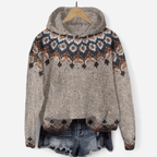 Felpa donna oversize con cappuccio e stampa etnica