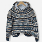 Felpa donna oversize con cappuccio e stampa etnica