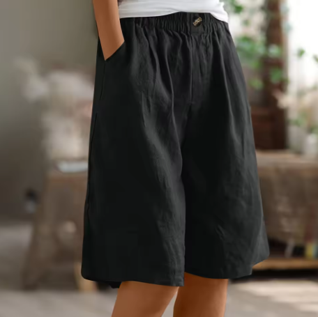 Shorts donna con elastico in vita e tasche