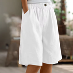 Shorts donna con elastico in vita e tasche