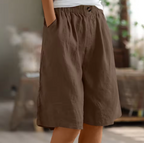 Shorts donna con elastico in vita e tasche