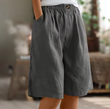 Shorts donna con elastico in vita e tasche