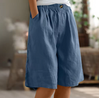 Shorts donna con elastico in vita e tasche