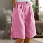 Shorts donna con elastico in vita e tasche