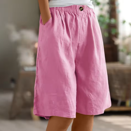 Shorts donna con elastico in vita e tasche