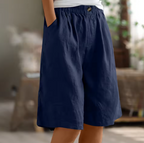 Shorts donna con elastico in vita e tasche