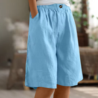 Shorts donna con elastico in vita e tasche