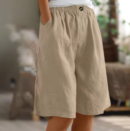 Shorts donna con elastico in vita e tasche