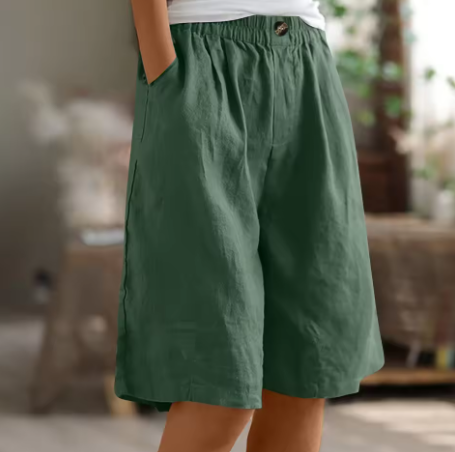 Shorts donna con elastico in vita e tasche