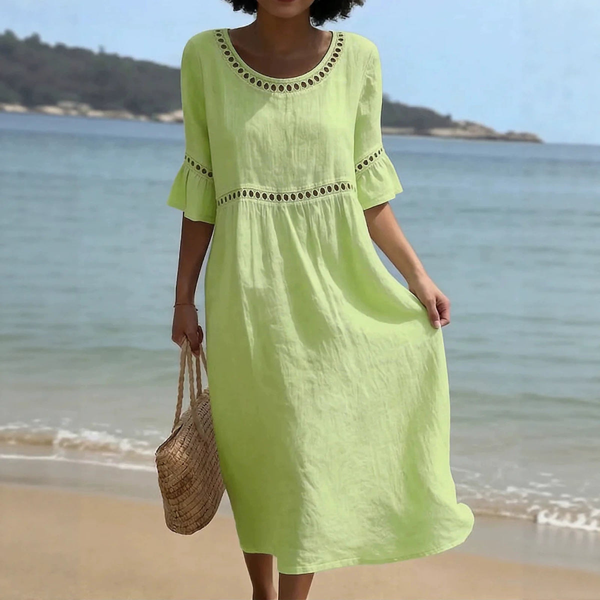 Abito midi donna con maniche svasate