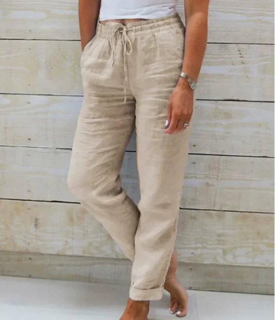 Pantaloni donna a gamba dritta con coulisse