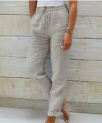 Pantaloni donna a gamba dritta con coulisse