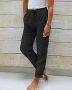 Pantaloni donna a gamba dritta con coulisse