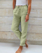 Pantaloni donna a gamba dritta con coulisse