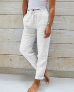 Pantaloni donna a gamba dritta con coulisse