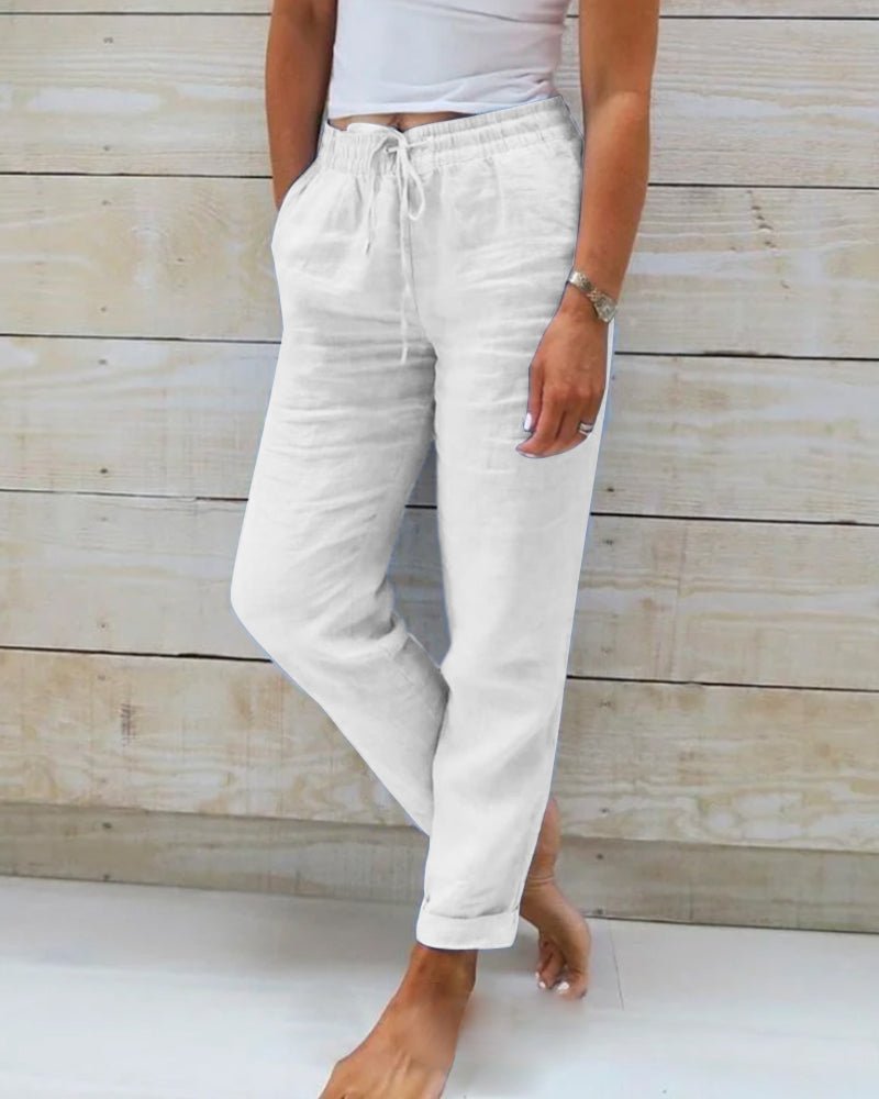 Pantaloni donna a gamba dritta con coulisse