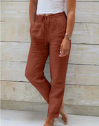Pantaloni donna a gamba dritta con coulisse