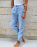 Pantaloni donna a gamba dritta con coulisse
