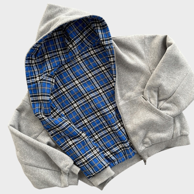 Felpa unisex reversibile con cappuccio e zip