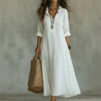 Abito maxi donna con ricamo floreale