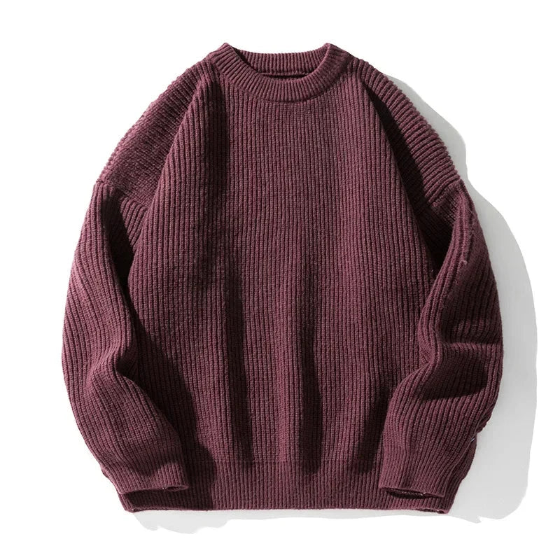 Maglione donna a coste con scollo rotondo