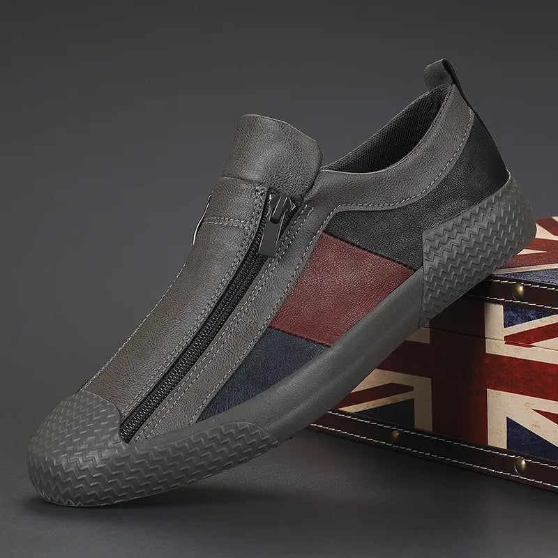 Sneaker uomo senza lacci con zip e suola spessa