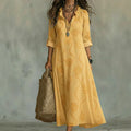 Abito maxi donna con ricamo floreale