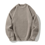 Maglione donna a coste con scollo rotondo